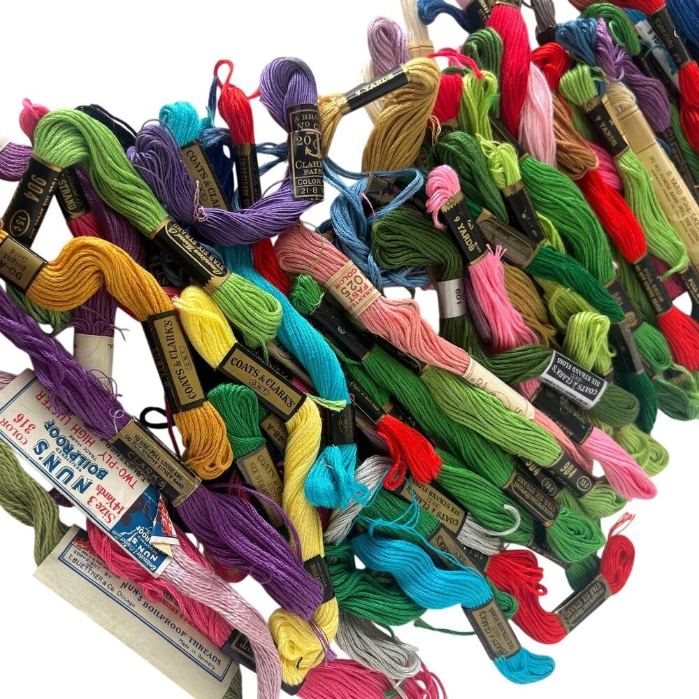 Vintage Embroidery Floss Lot 99 Skeins J&P Coats Bucilla American Thread Cotton - Picture 2 of 6